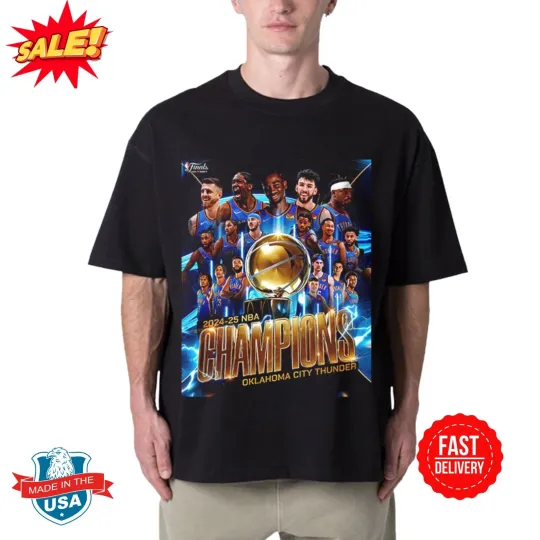 Celebrates OKC Thunder The Champions Oklahomaa City Thunder 2024-25 T-Shirt