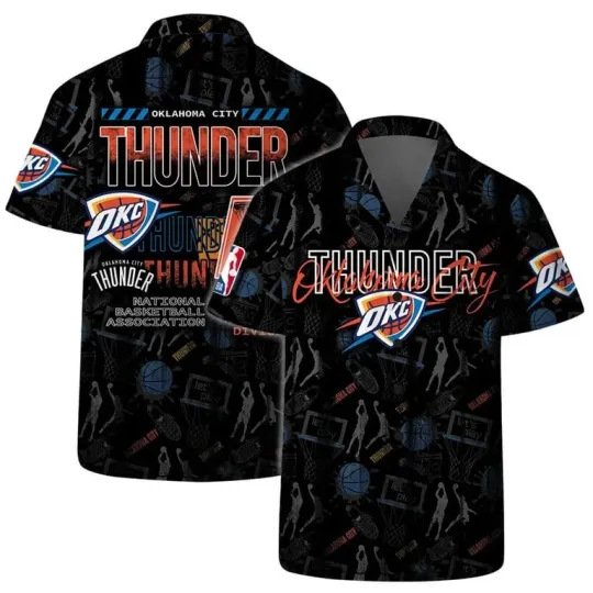 OKC Thunder Tropical Hibiscus Hawaiian Shirt