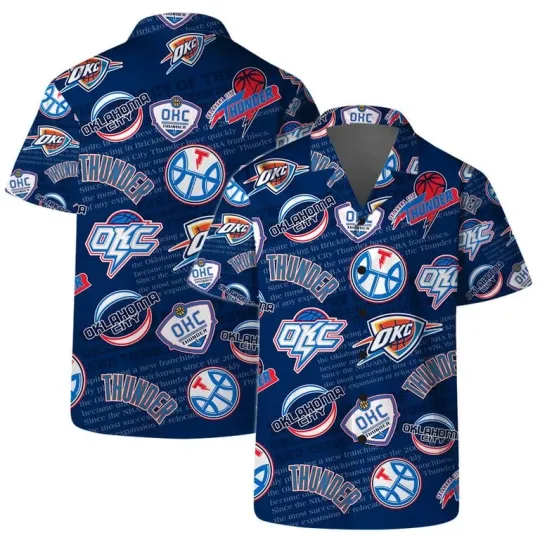 OKC Thunder Logo Mania Hawaiian Shirt