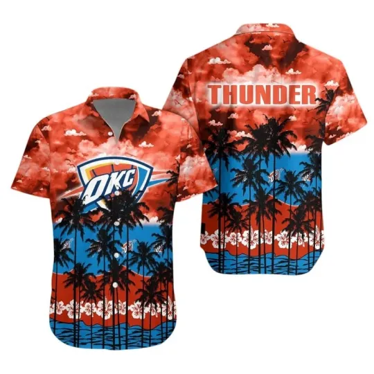 OKC Thunder Sunset Palms Hawaiian Shirt