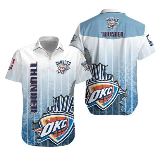 OKC Thunder Ripped Design Hawaiian Shirt