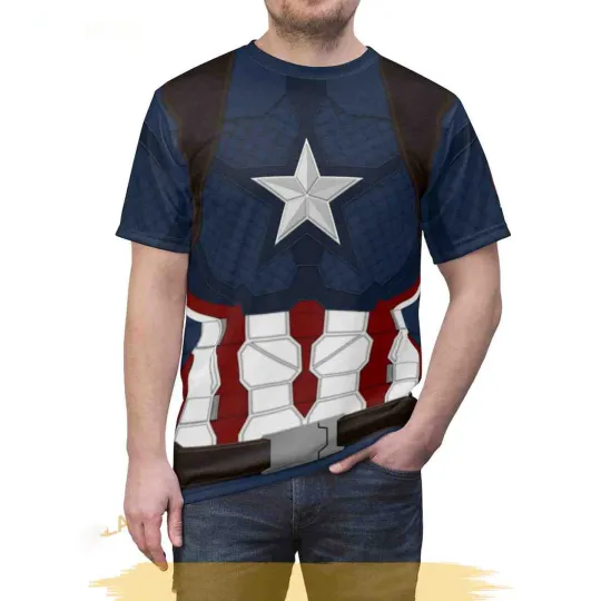 Captain America Unisex 3D Shirt, Halloween Marvel Cosplay Costume