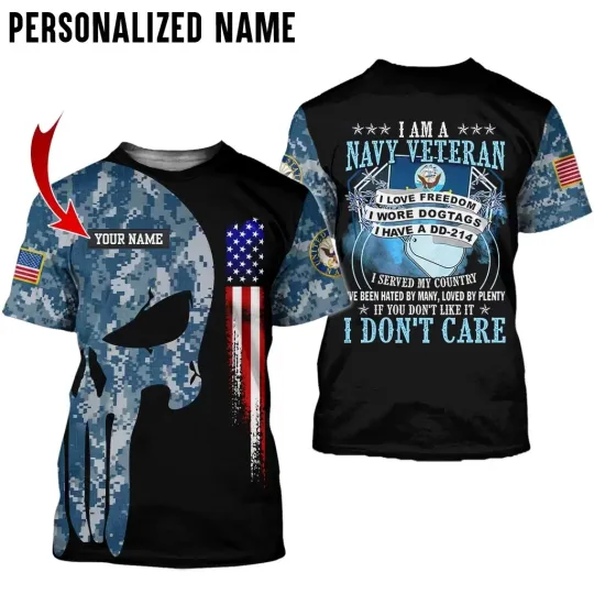 Personalized Name And Military Navy Soldier AOP Shirt 3D T-Shirt Full Size