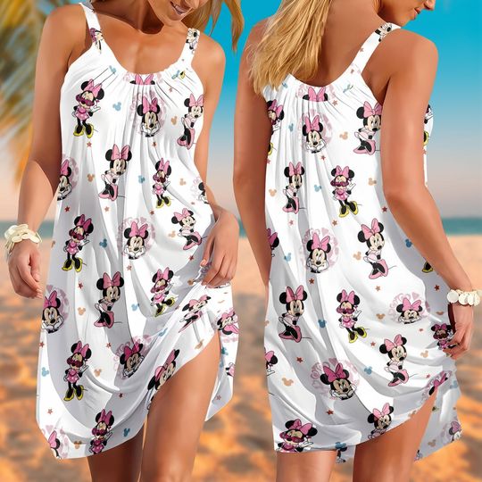 Disney Minnie Sling Summer Dress, Mickey And Minnie Dress Women, Disneyland Trip Dress, Minnie Mouse Cute Dress, Disney Slip Dress