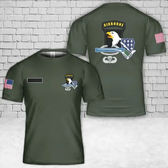 Custom Name US Army 506th PIR Curr Ahee 101st Airborne CIB T-Shirt 3D