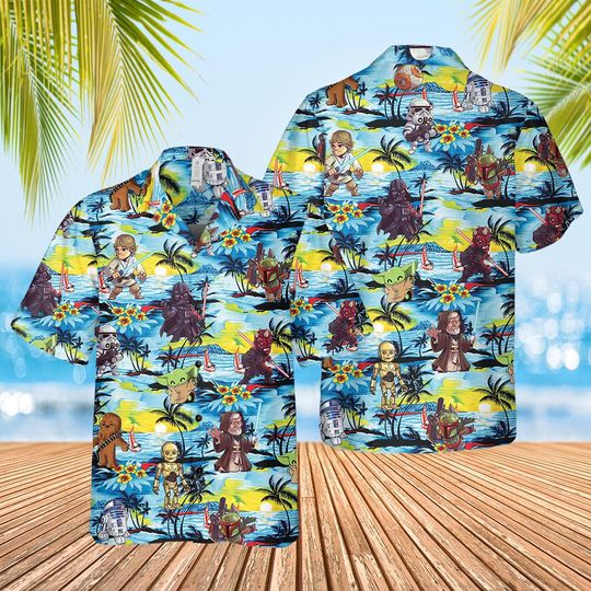 Tropical Star Wars Characters Shirt, Star Wars Summer Shirt, Aloha Holiday Tee, Shirts For Family, Beach Trip Vacation Shirt