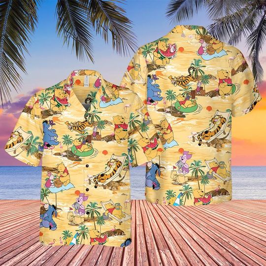 Tropical Winnie The Pooh & Friends Summer Shirt, Disney Pooh Shirt, Aloha Holiday Tee, Shirts For Family, Beach Trip Vacation Shirt