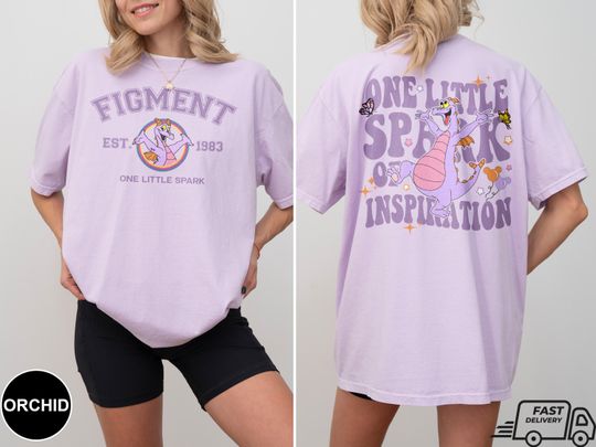 Disney Figment 2 Sides Comfort Colors Shirt, One Little Spark Of Inspiration Shirt, Purple Dragon Shirt, Disney Epcot Shirt, Disney Trip Tee
