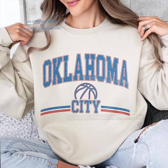 Oklahoma City Basketball Vintage Sweatshirt - OKC Crewneck for Men and Women