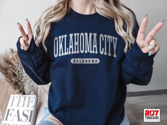 Oklahoma City Sweatshirt | Cozy Crewneck Sweater Vintage College University Souvenir OKC USA