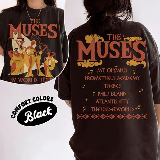 Discover Vintage Disney Hercules Muses World Tour Double Sided T-Shirt