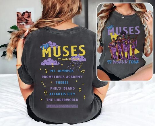 Vintage Disney Hercules Muses World Tour T-Shirt, Retro Disney Hercules Concert Shirt, Disneyland Girl Trip Tee