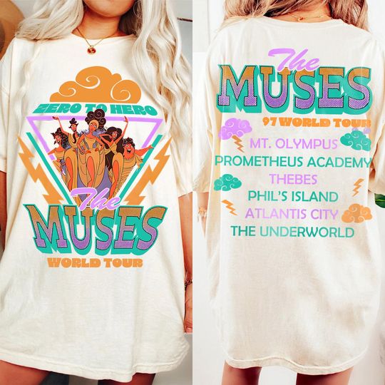 The Muses World Tour Comfort Color Double Sided T-Shirt, Hercules Gift, Unisex Tee, Disneyland Vacation 2025