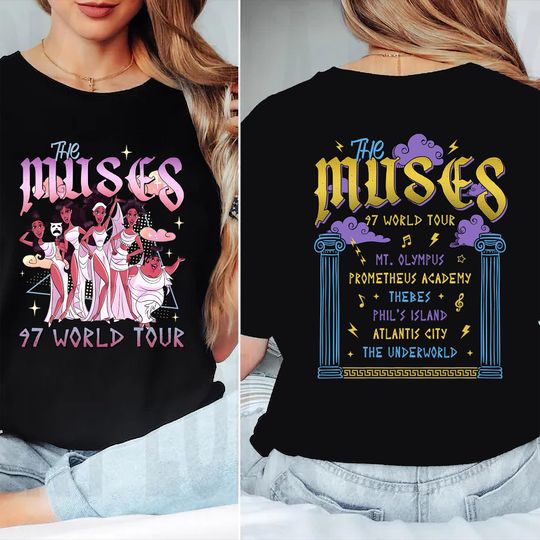 Comfort Colors Two-Sided Hercules Muses 97 World Tour T-Shirt, Retro Design, Disney 2025 Trip, Birthday Gift