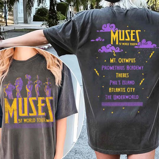 Disney Hercules Muses World Tour Double Sided T-Shirt, Retro Design, Ideal for 2025 Trip and Birthday Gift