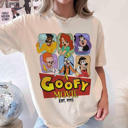 Retro A Goofy Movie Est 1995 Characters Group Shot T-shirt, Max Roxanne Powerline Shirts, Disneyland Family Trip Shirt, Magic Kingdom Shirt