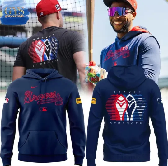 Atlanta Brave Baseball Brave Strength Navy 3D Hoodie