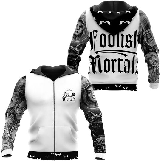 Discover Welcome Foolish Mortals Haunted Mansion Disney Zip Hoodie, 3D Zip Hoodie