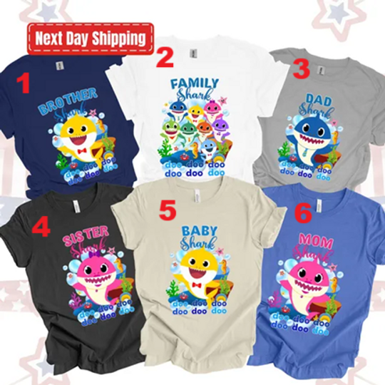 Baby Shark Custom Shirt, Baby Shark Birthday Shirt, Family Shark Doo Doo Doo Shirt, Custom Family T-shirt, Baby Shark Theme T-shirt