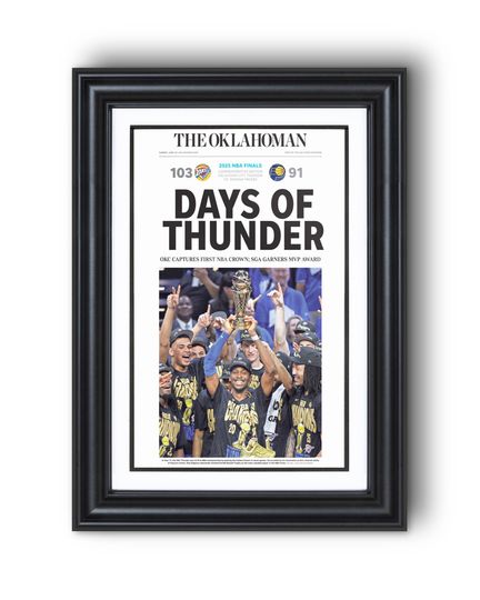 2025 Oklahoma City Thunder NBA Champions "Days of Thunders" UnFramed Newspaper