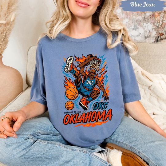 Oklahoma City Basketball T-Shirt, Vintage OKC Tee, Comfort Colors Game Day Shirt