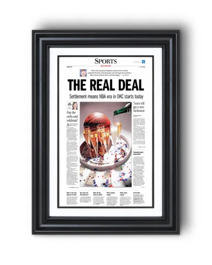 2008 Oklahoma City Thunder NBA Arrival “The Real Deal” – UnFramed Newspaper Style