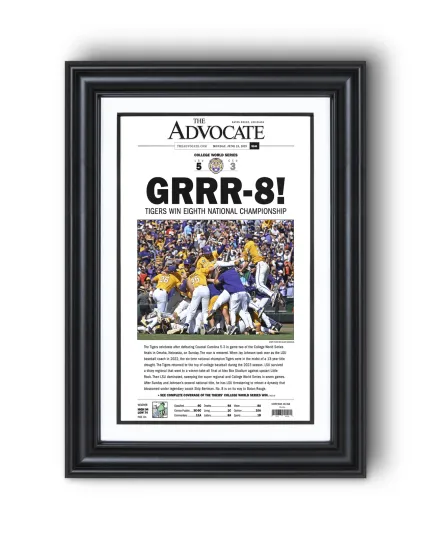 2025 LSU Tigers "GRRR-8!" College World Series Champions UnFramed Newspaper Style