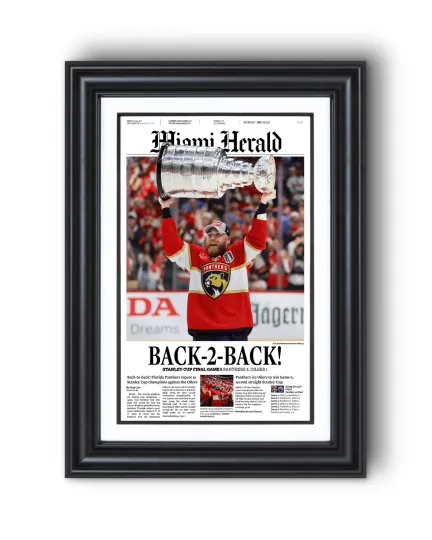 2025 Florida Panthers Stanley Cup Champions "Back-to-Back" UnFramed Front Page Newspaper Style