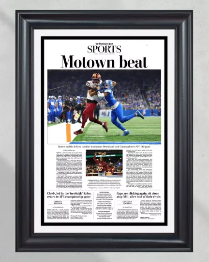 2025 Washington Commanders Stun Lions "Motown Beat" UnFramed Newspaper Style