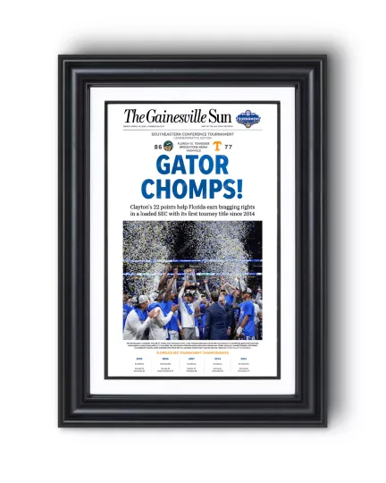 2025 Florida Gators Basketball SEC Champions "Gator Chomps" UnFramed Newspaper Style
