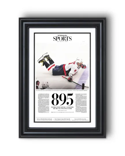 2025 Alex Ovechkin Breaks NHL Goal Record: '895 Goals' UnFramed Newspaper Style
