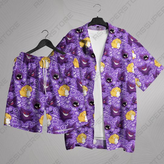 Shadow King Hawaiian Shirt Duck Summer Hawaii Set Tropical Summer Short Ghost Hawaii Button-Up Shirt Gifts