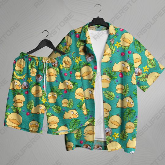 Duck Hawaiian Shirt Aloha Tropical Hawaii Set Summer Beach Short Hawaiian Button-Up Shirt Duck Shirt Gifts