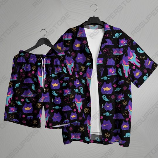 Discover Shadow King Hawaiian Shirt Tropical Summer Short Summer Hawaii Set Graffiti Hawaii Button-Up Shirt Gift