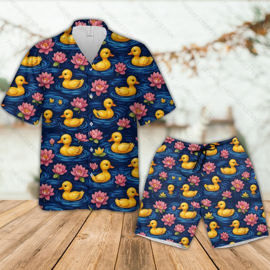 Duck Hawaiian Shirt Tropical Hawaii Set Hawaiian Button-Up Shirt Summer Short Duck Shirt Gifts
