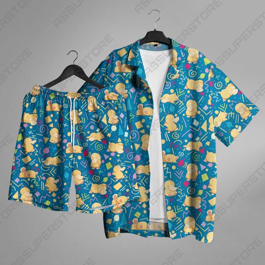 Duck Hawaiian Shirt Tropical Hawaii Set Hawaiian Button-Up Shirt Summer Short Cute Duck Shirt Gifts