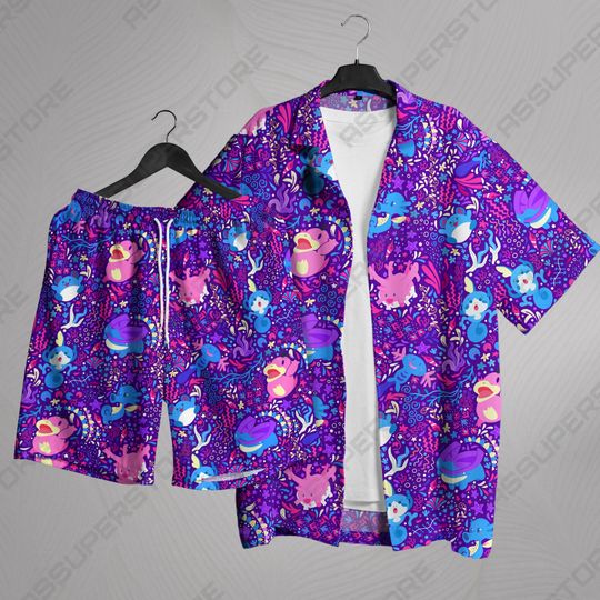 Duck Hawaiian Shirt Hawaiian Button-Up Shirt Tropical Hawaii Set Summer Beach Short Duck Shirt Gifts