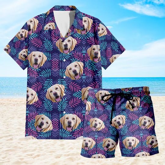 Custom Hawaiian Shirt with Face, Custom Face Shirt, Custom Swim Trunks Photo Beach Shorts Men's Shirt and Shorts Women, Bachelor Party Shirt