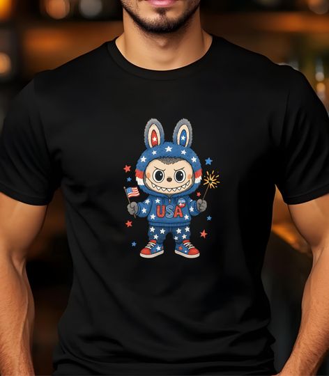 Discover Labubu 4th of July T-Shirt, Cute Labubu Tee, Labubu Graphic Tee, Labubu Monster Shirt, Labubu Lover Gift