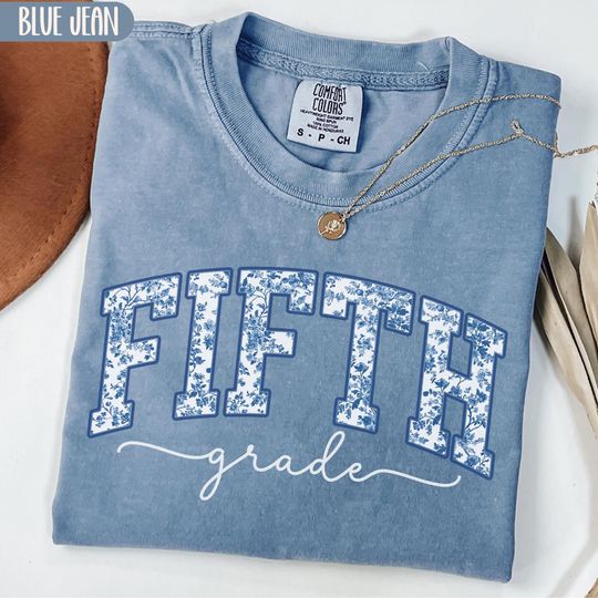 Comfort Colors 5th Grade Teacher T-Shirt, Toile de Jouy Design, Elementary School Teacher Gift