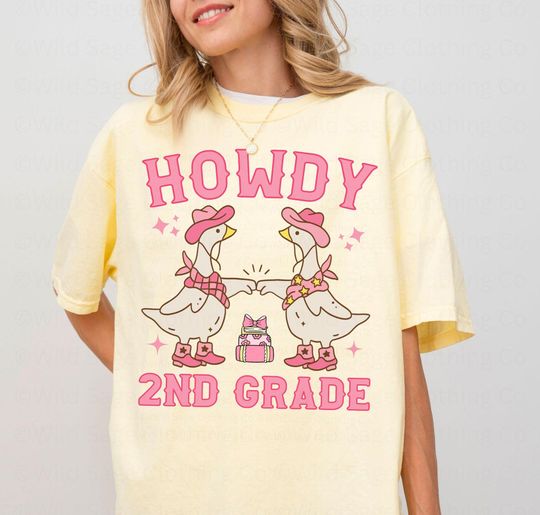 Howdy 2nd Grade Teacher T-Shirt, Silly Goose Back to School Top, Comfort Colors Western Tee for Teachers