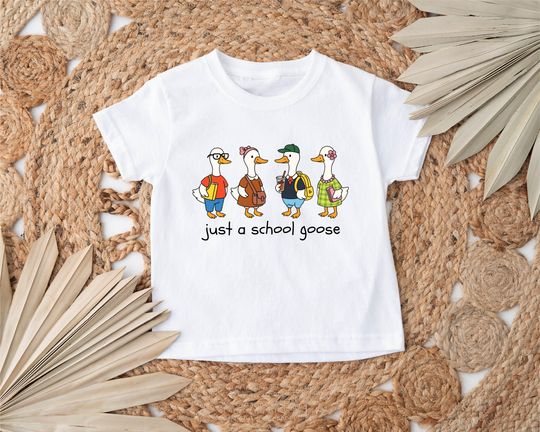 Discover Just a School Goose T-Shirt for Kids, Cute Goose Lover Tee, Funny Back to School Shirt