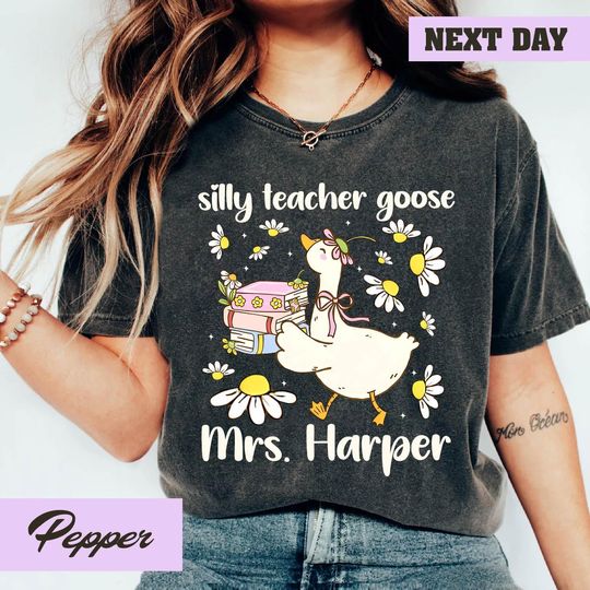 Personalized Teacher Shirt Custom Name Funny Teacher Goose Back to School Comfort Colors