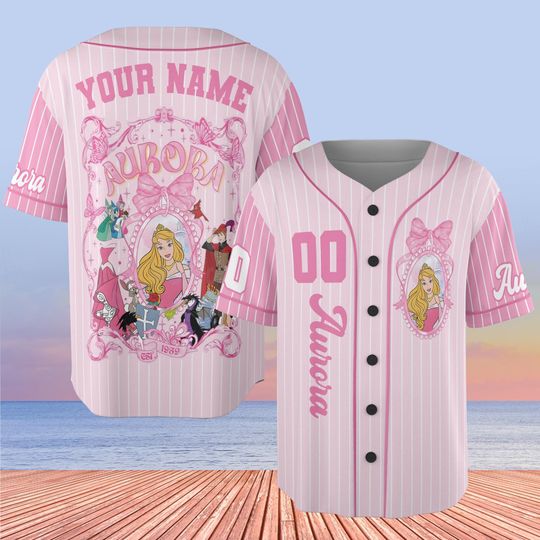 Custom Coquette Princess Aurora Baseball Jersey With Name Number, Sleeping Beauty Baseball Jersey, Disney Baseball Jersey, Baseball Gift