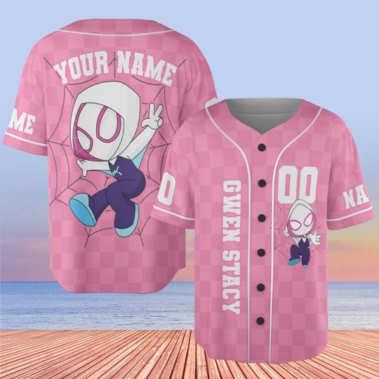 Personalized Gwen Stacy Baseball Jersey, Spidey And His Amazing Friends Baseball Jersey, Gift for Kids, Disney Jersey, Gift For Baseball