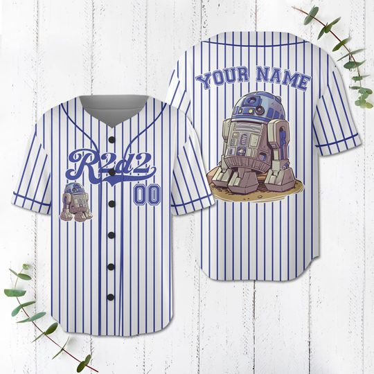 Custom Star Wars R2-D2 Baseball Jersey, Disney R2D2 Baseball Jersey, Gift for Kids, Disney Jersey, Gift For Baseball, Star Wars Characters