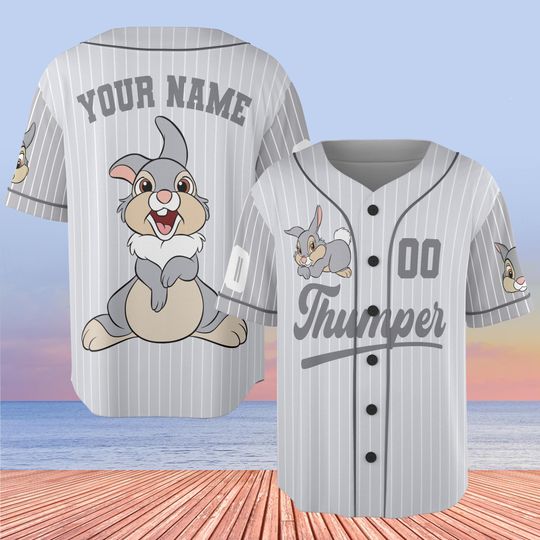 Custom Bambi Thumper Baseball Jersey, Disney Rabbit Baseball Jersey, Gift for Kids, Disney Jersey, Gift For Baseball