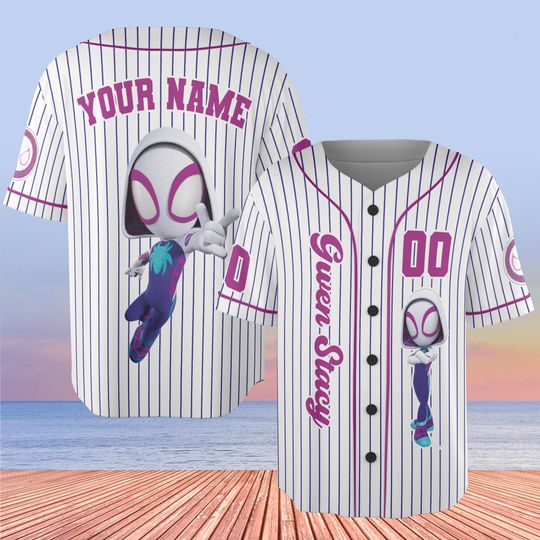 Custom Gwen Stacy Baseball Jersey, Spidey And His Amazing Friends Baseball Jersey, Gift for Kids, Disney Jersey, Gift For Baseball