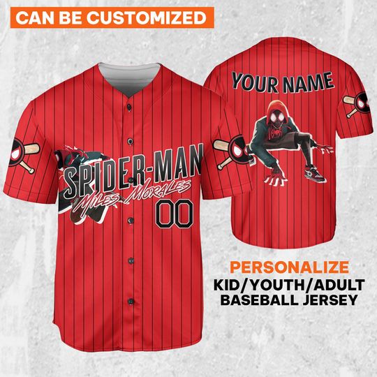 Custom Spiderman Miles Morales Awesome Jersey, Superhero Jersey Team, Hero Jersey Gift, Spider-Man Baseball Team Outfit, Spidey Gift For Kid
