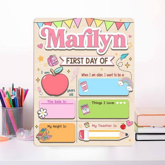 Custom First Day of School Sign, Reusable First Day of Preschool Sign, My First Day of Pre-K Sign, Back to School Sign, First Day Sign